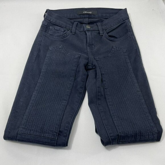 J Brand Skinny Jeans Jegging Women Size 24 Blue Patch Patchwork Quilt Moto Biker - Picture 5 of 11